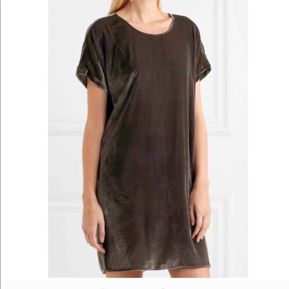 Madewell grey velvet shift dress.
